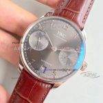 Perfect Replica IWC Portugieser Grey Dial Brown Leather Strap Replica Watches 